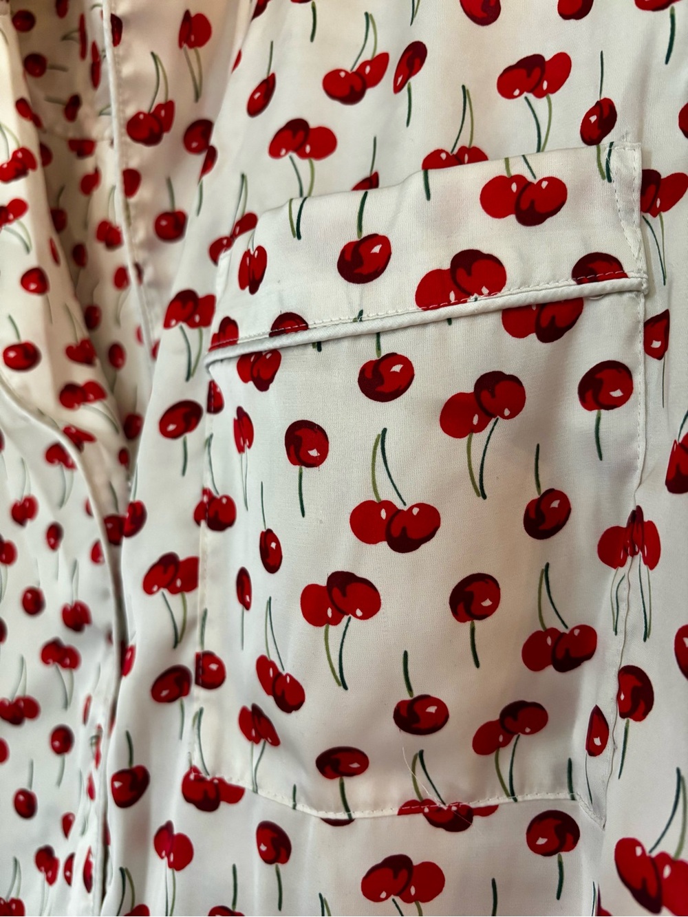 Abercrombie & Fitch Satin Pajama Set with Red Cherry Print - Picture 6 of 8